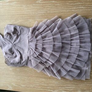 BCBGMaxAzria Taupe One Shoulder Ruffle Mini Dress